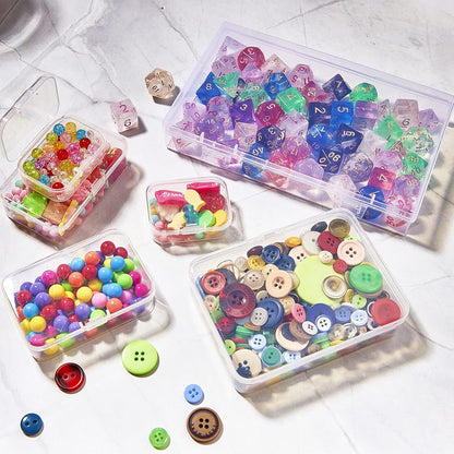 Skiennix Mini Plastic Storage Containers - 24 Pack Clear Boxes with Hinged Lids & Labels for Crafts