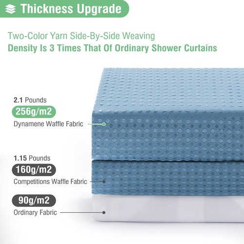 Dynamene Long Fabric Shower Curtain - 78 inch Long Waffle Weave Weighted Cloth Shower Curtains for Bathroom, Heavy Duty Hotel Spa Luxury Bath Curtain Set with 12 Plastic Hooks,72x78, Moonlight Blue