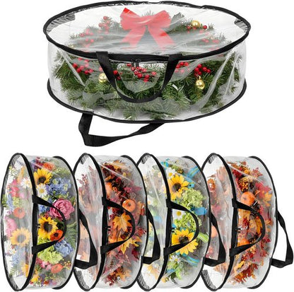 Clear Wreath Storage Bags by [Brand Name] - 5 Pcs Waterproof 24 x 8 Inch Christmas Wreath Protectors