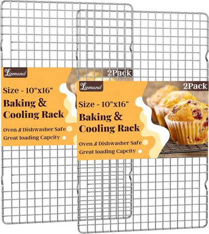 Cooling Racks by [Brand Name] - 2 PCS 10" x 16" Wire Baking Racks | Dishwasher Safe for Oven Cooking & Grilling