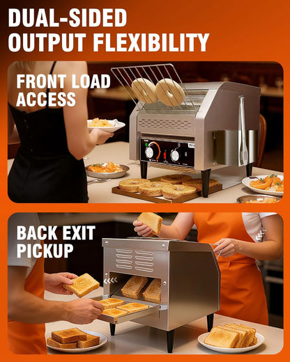 PYY Commercial Conveyor Toaster - 300 Slices/Hour Heavy-Duty Stainless Steel, 1900W, 110V