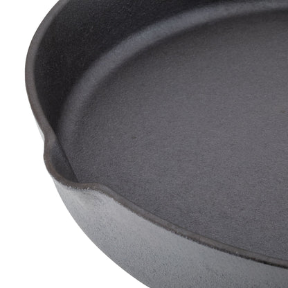 Rachael Ray NITRO Cast Iron Frying Pan/Skillet with Helper Handle and Pour Spouts, 12 Inch, Gray