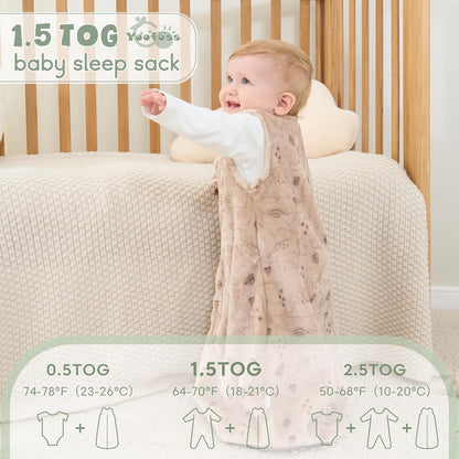 Yoofoss Fleece Baby Sleep Sack - 2 Pack 1.5 Tog Wearable Blanket for 6-12 Months | Soft & Lightweight