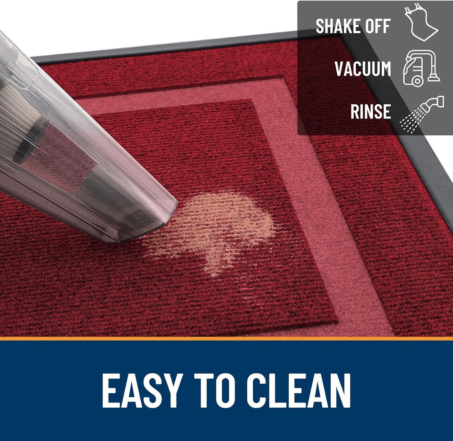 OLANLY Waterproof Front Door Mat - All-Season, Sturdy Natural Rubber, Easy Clean | 33x21, Wine Red