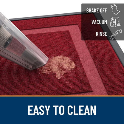 OLANLY Front Door Mat Indoor Outdoor Entrance, Waterproof All-Season, All-Weather Doormat, Sturdy Natural Rubber, Fade Resistant, Low Profile, Easy Clean Patio Porch Entryway Mat, 71x34, Wine Red