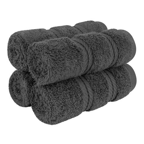 American Soft Linen Luxury Washcloths for Bathroom, 600 GSM 100% Cotton 4 Piece Turkish Wash Cloth Set, 13x13 in Soft Rags for Body and Face, Dark Gray Washcloths