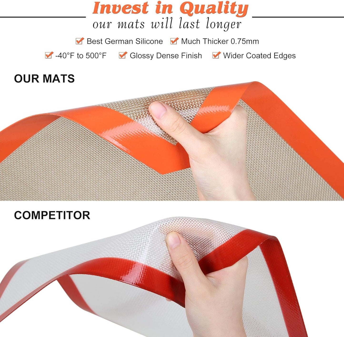 Skiennix Silicone Baking Mat - Non-Stick & Reusable Half Sheet Set of 2 | Perfect for Baking & Oven Use
