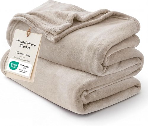 Bedsure GentleSoft Fleece Blanket - Lightweight Plush Cozy Twin Size Oxford Tan, 60x80 Inches
