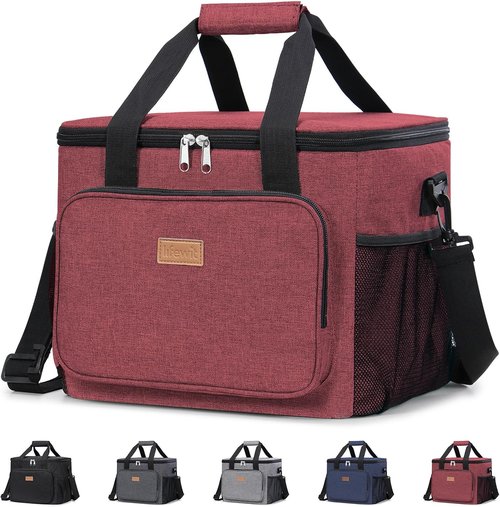 Lifewit Insulated Lunch Bag - Large Soft Cooler Tote for Adults | Burgundy 40-Can (24L)