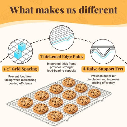 Cooling Racks by [Brand Name] - 2 PCS 10" x 16" Wire Baking Racks | Dishwasher Safe for Oven Cooking & Grilling