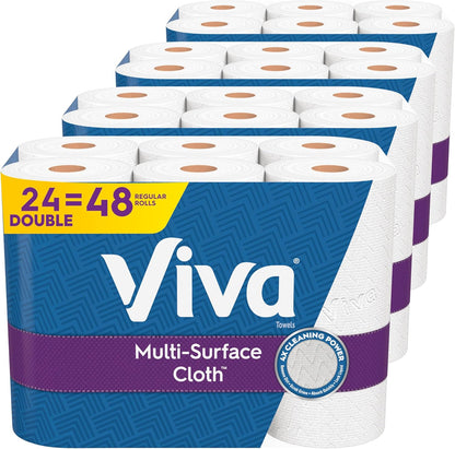 Viva Multi-Surface Cloth Paper Towels - 24 Double Rolls | 110 Sheets Per Roll for Ultimate Cleaning