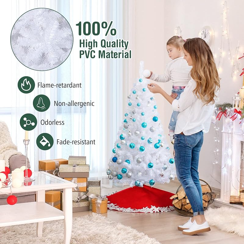 Costway 5ft Artificial PVC Christmas Tree with Stand - Indoor/Outdoor, White - Variation of THIS listing
