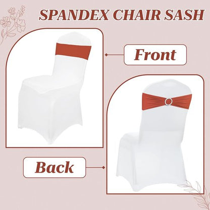 MDS Spandex Chair Sashes - Universal Elastic Stretch Bands with Buckle Slider Bow | 250 Pack in Terracotta