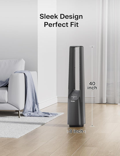 Pelonis Bladeless Tower Fan - Ultra-Quiet 22 dB, 6 Speeds, Remote Control, 90° Oscillation, 7-Hour Timer