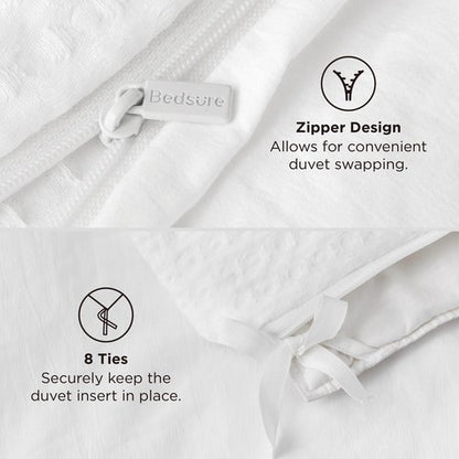 Bedsure Luxury Waffle Duvet Cover Queen Size - Textured Duvet Cover Set, Soft, Breathable Bedding Set (90"x90") with 2 Pillow Shams for All Season, Pure White, Comforter Not Included