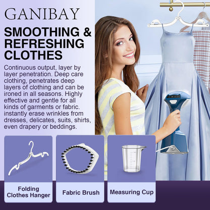 Steamer for Clothes, 1600W Handheld Clothes Steamer with 360ml Tank, Fast Heat-Up Portable Garment Steamer with LCD, Auto-Off, 2 in 1 Fabric Wrinkle Removes with Folding Hanger and Brush