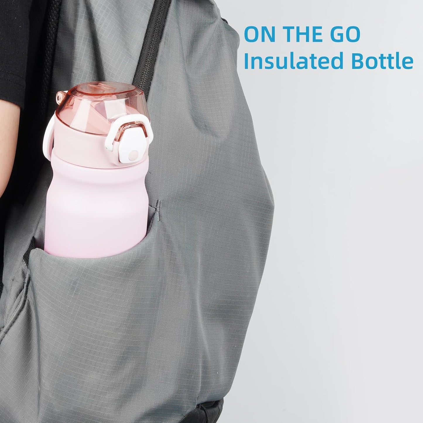 Skiennix Insulated Water Bottle - 18 oz Stainless Steel Flask with Straw & Carry Loop - Cherry Color