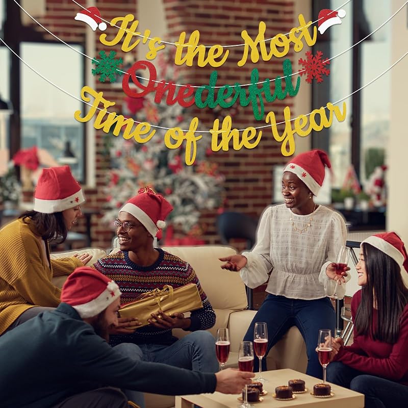 Its the Most Onederful Time of the Year Banner – Christmas First Birthday Party Decor