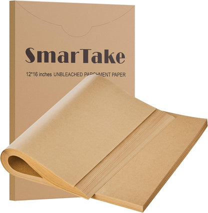 SMARTAKE Non-Stick Parchment Paper Baking Sheets - 200 Pcs, 12x16 Inches for Baking, Grilling & Steaming
