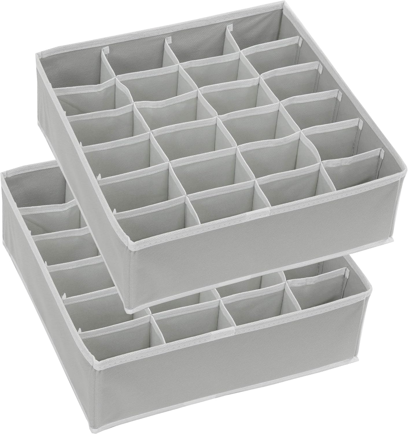 Simple Houseware 24-Cell Sock Organizer - 2 Pack Drawer Divider in Gray for Neat Storage