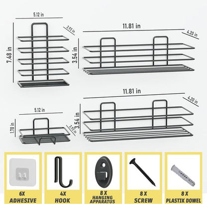Dekula Shower Caddy Organizer - Rustproof Stainless Steel 4-Pack for Bathroom & Kitchen Storage