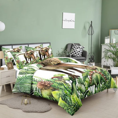 Bodhi Boys Dinosaur Bedding Set Queen - Matching Pillowcase, Green Kids & Teens Comforter Set