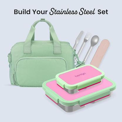 Bentgo Stainless Steel Lunch Box with 3 Compartments, 4.3 Cup Capacity, Leak-Proof Lid - Strawberry