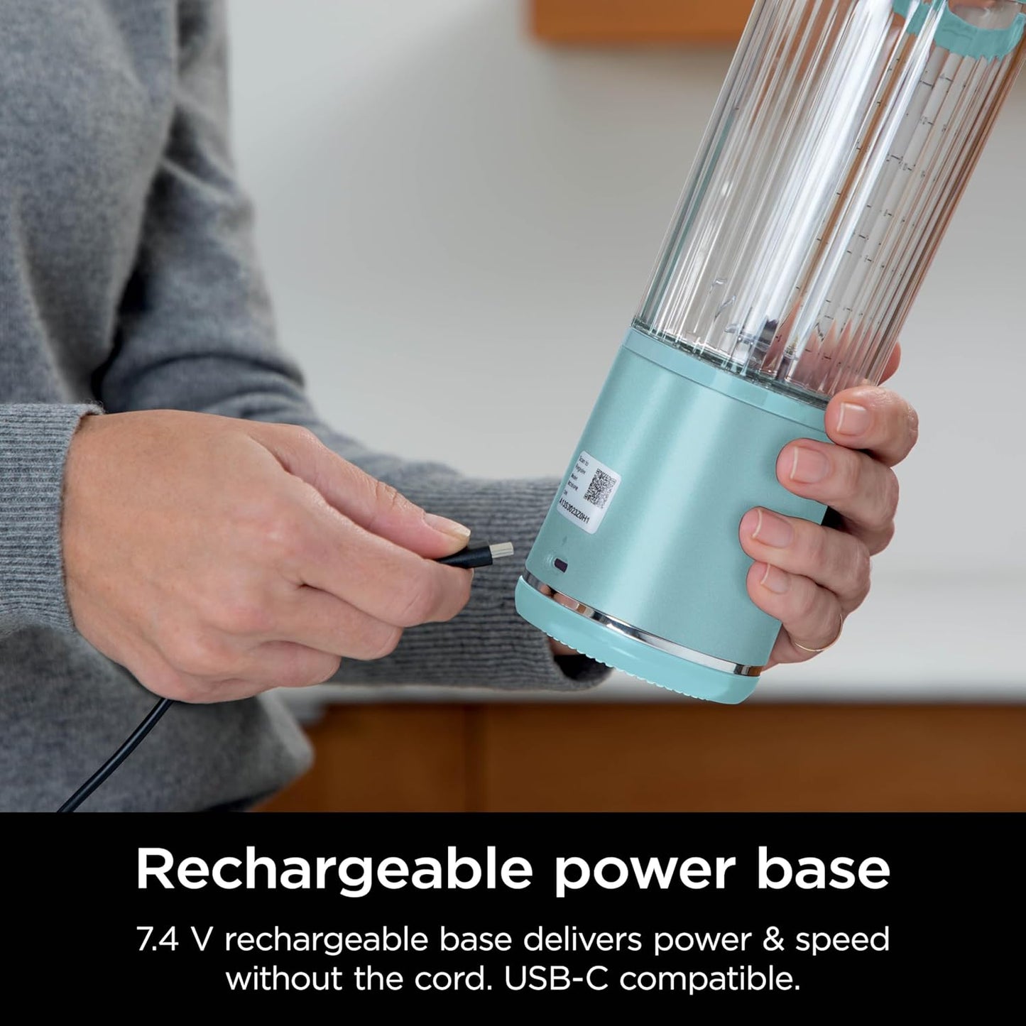 Ninja Blast Portable Blender - Cordless 18oz Personal Blender for Shakes & Smoothies | BPA Free, USB-C Rechargeable, Tinted Aqua