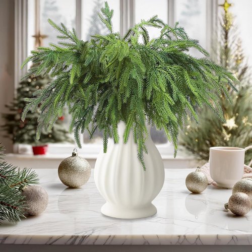 Bdor 12 Pack Norfolk Pine Branches - 18 Inch Faux Greenery Sprays for Holiday Decor & Centerpieces