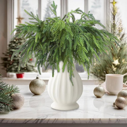 Bdor 12 Pack Norfolk Pine Branches - 18 Inch Faux Greenery Sprays for Holiday Decor & Centerpieces