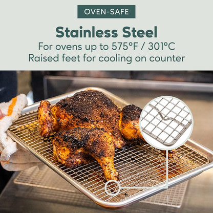 Ultra Cuisine Cooling & Baking Rack Set - Oven-Safe, Dishwasher-Safe Stainless Steel - 8.5x12, Set of 2
