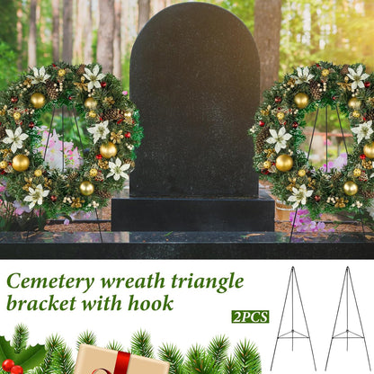 Soaoo Christmas Wreath Stand - Metal Easel for Cemetery Grave Flower Holder | 30-Inch Gravestone Decor