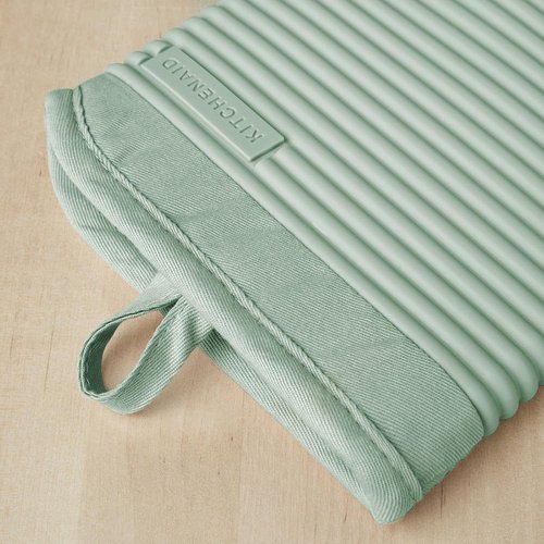 KitchenAid Ribbed Soft Silicone Oven Mitts - Heat Resistant 2-Pack Set, 7.5"x13", Pistachio Color