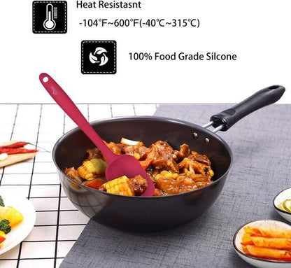 HOTEC Silicone Rubber Spatula Set - Heat Resistant 600℉, BPA-Free, Dishwasher Safe | Red, Set of 5
