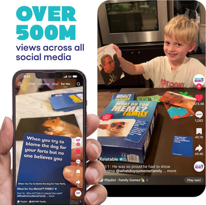 WHAT DO YOU MEME? Family Edition - Fun Family Game for Kids 8+ | 300 Caption Cards & 108 Photo Cards