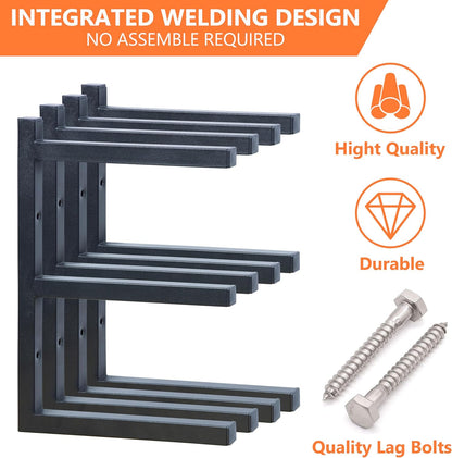 Wood Storage Racks - 3-Tier Wall-Mounted Organizer for Garage & Workshop | Black (4 Pack)