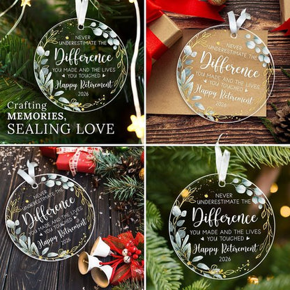 HEXMOZ Retirement Gift for Woman - Retirement Gifts for Women, Men 2026 - Retired Ornament 2026 - Retired Gift for Coworker, Boss, Employee, Teacher, Nurse, Woman, Man - Acrylic Christmas Ornament