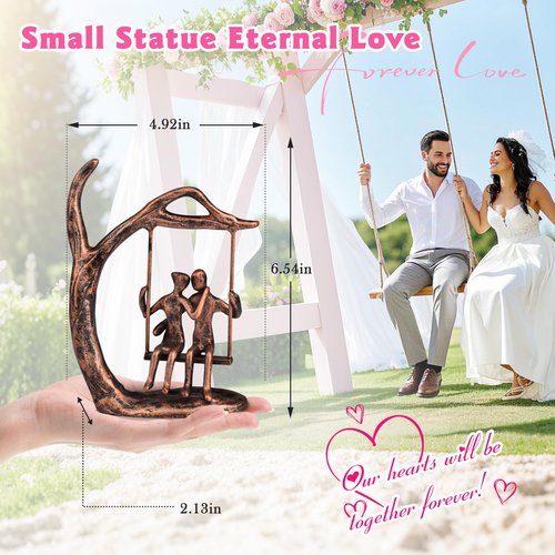 Kresecioo Anniversary Wedding Gifts for Couple/Her - Romantic Couple Statue in Love, Antique Bronze Metal Figurine Sweet Loving Together Iron Sculpture Decor, Wife Husband Birthday Gifts