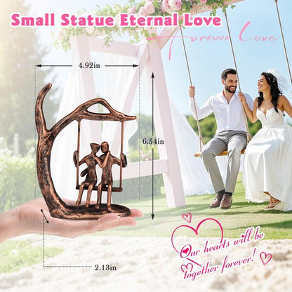 Kresecioo Anniversary Wedding Gifts for Couple/Her - Romantic Couple Statue in Love, Antique Bronze Metal Figurine Sweet Loving Together Iron Sculpture Decor, Wife Husband Birthday Gifts