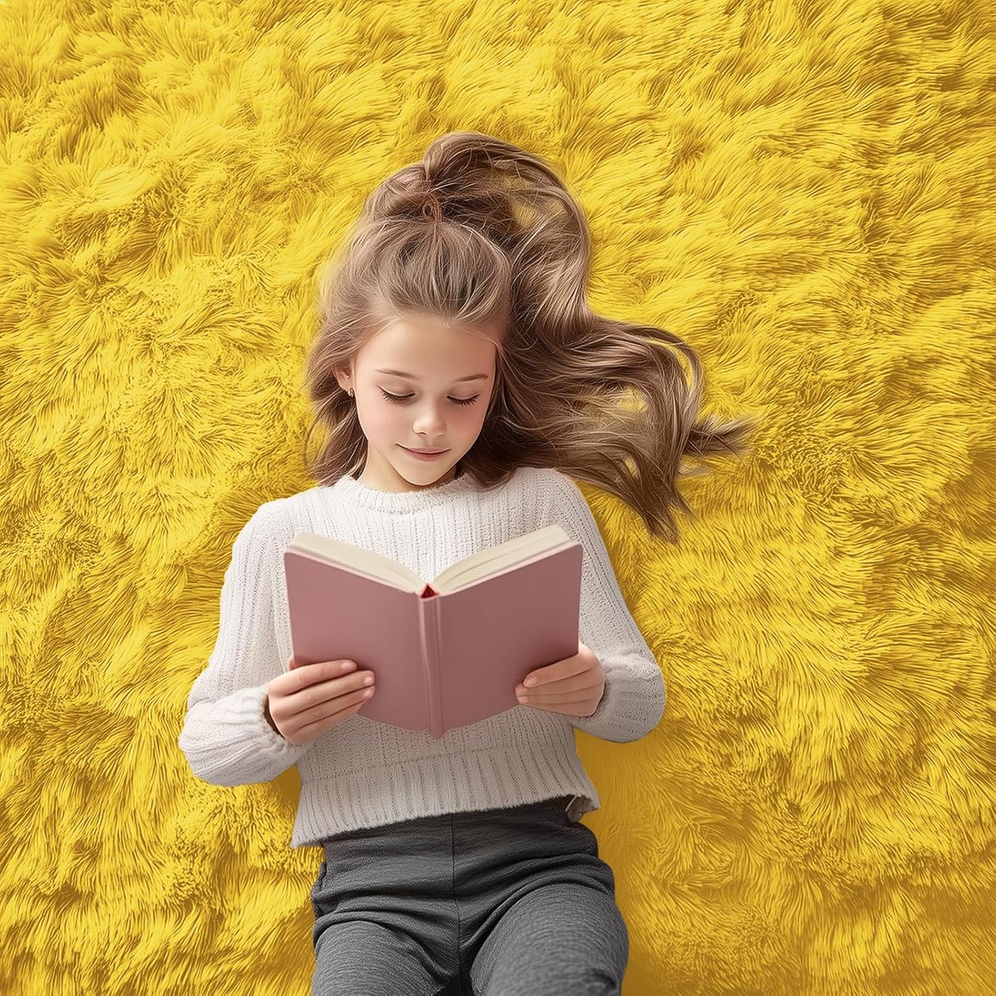 OLANLY Runner Rugs - Soft, Machine Washable Shaggy Design for Hallway & Bedroom | Yellow 2x4 ft