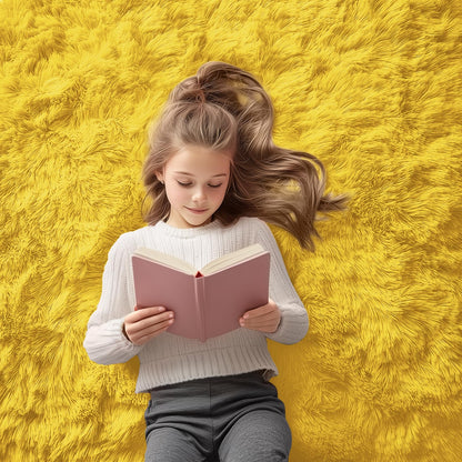 OLANLY 2x4 Machine Washable Runner Rugs for Hallway, Soft Fluffy Shaggy Bedside Rugs for Bedroom, Living Room, Indoor Floor Carpet for Kids Girls and Boys, Nursery Rooms, Home Decor Aesthetic, Yellow