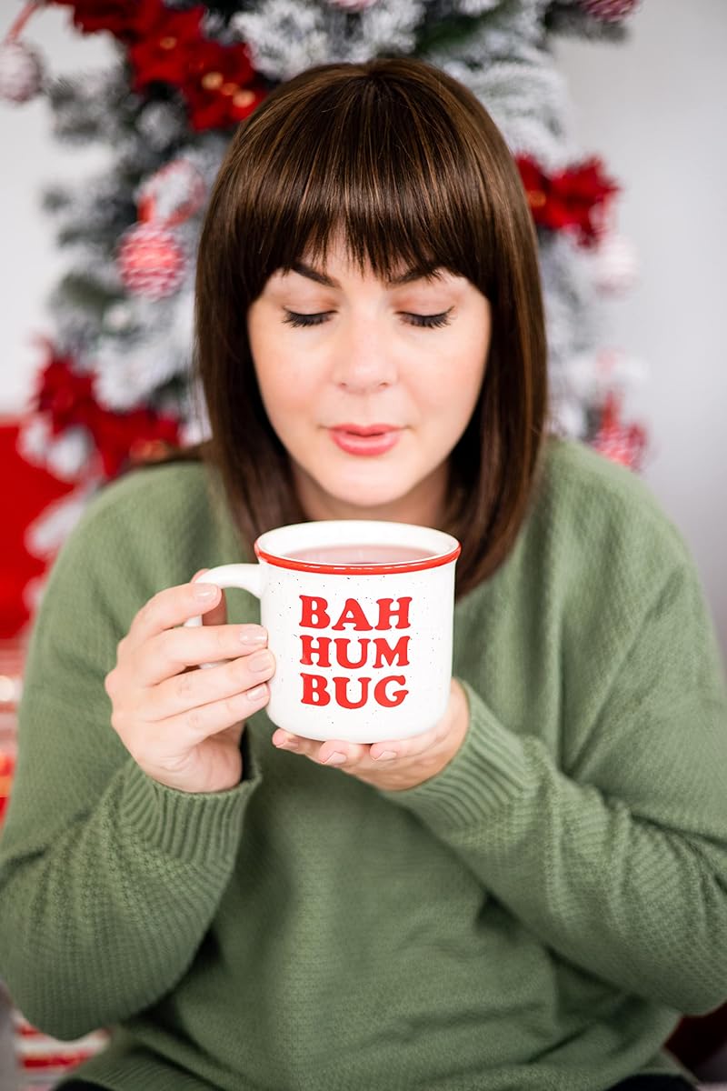 Bah Hum Bug Mug - 15 oz Speckled Ceramic Coffee Cup by Pearhead (Variation of THIS listing: Bah Hum Bug Mug)