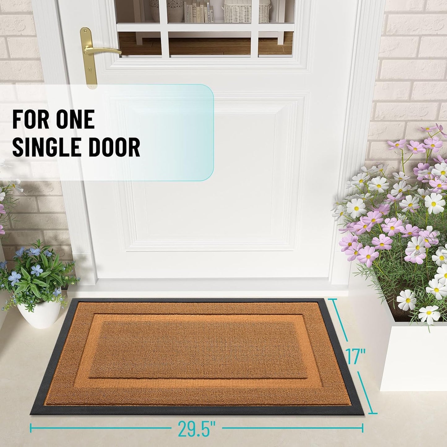 OLANLY Indoor Outdoor Front Door Mat - Waterproof All-Season Doormat, Sturdy Rubber, 29.5x17, Tangerine Orange