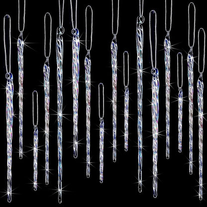 Twisted Glass Icicle Ornaments Set 100 Pcs - Dazzling Color, 3.5-7.8in (Variation: Dazzling Color+100)