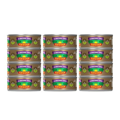 Genova Premium Albacore Tuna - Wild Caught Solid White in Olive Oil | Low Sodium, 5 Oz Cans (Pack of 12)