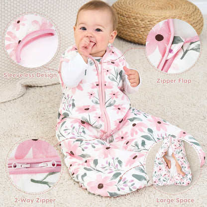 Yoofoss Baby Sleep Sack 6-12 Months, TOG 2.5 Baby Wearable Blanket with 2-Way Zipper, 100% Organic Cotton Fabric Winter Newborn Sleeping sack, Warm Soft Comfy(Medium)