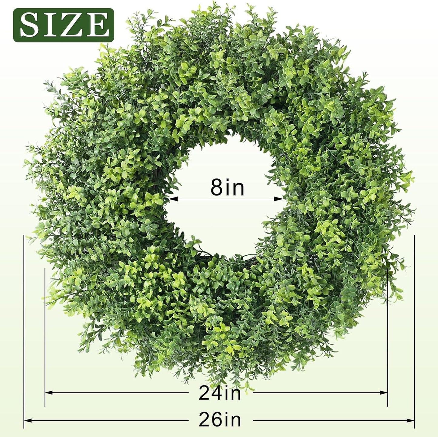 Regine Switzerland 26" Artificial Boxwood Wreath - Fresh Greenery for Front Door & Outdoor Decor