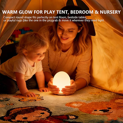 Skiennix Egg Night Light - 7 Color Changing Portable Lamp with 30-Minute Timer | Custom Hand-Painted Design for Kids' Nursery