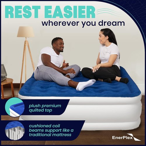 EnerPlex Air Mattress - Self-Inflating Blow Up Bed with Neck Support | Portable Travel & Home Use