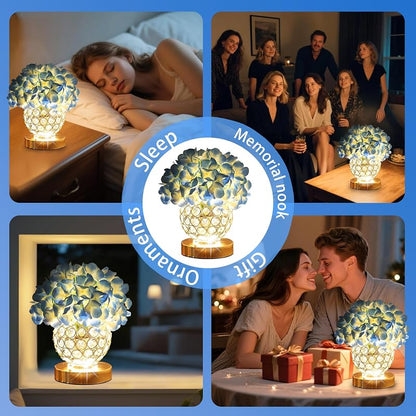 Blue Hydrangea Lamp - Silk Artificial Flowers Night Light for Home Decor & Wedding Centerpieces (Variation: Blue)
